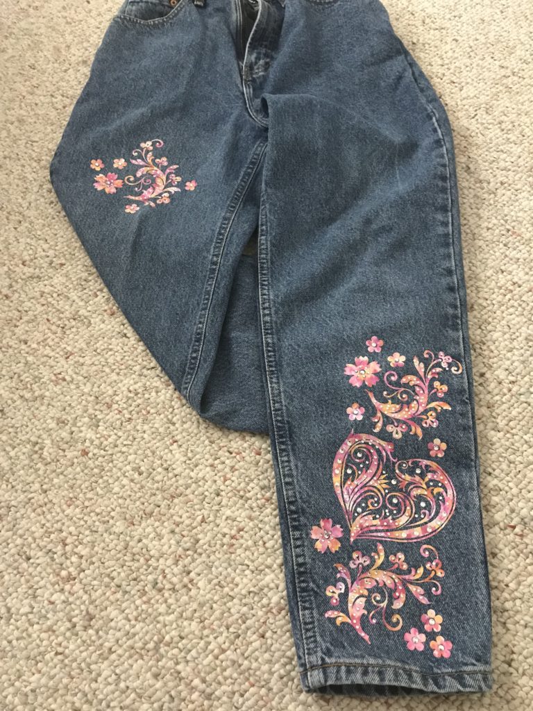 rhinestones on jeans